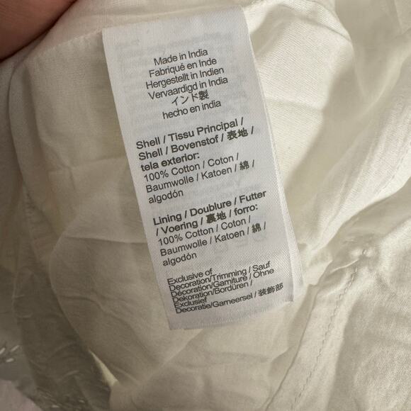 J.Crew Eyelet Midi Dress WMNS 4 White Sleeveless Smocked Embroidered Fully Lined - Picture 8 of 10